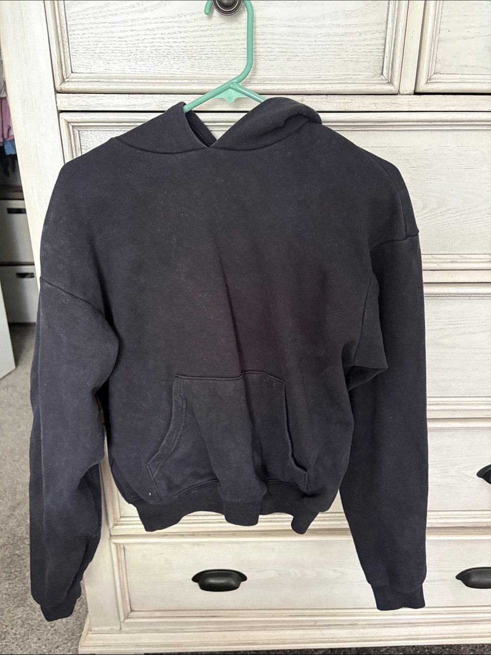 SKIMS Black Cropped Hooded Sweatshirt